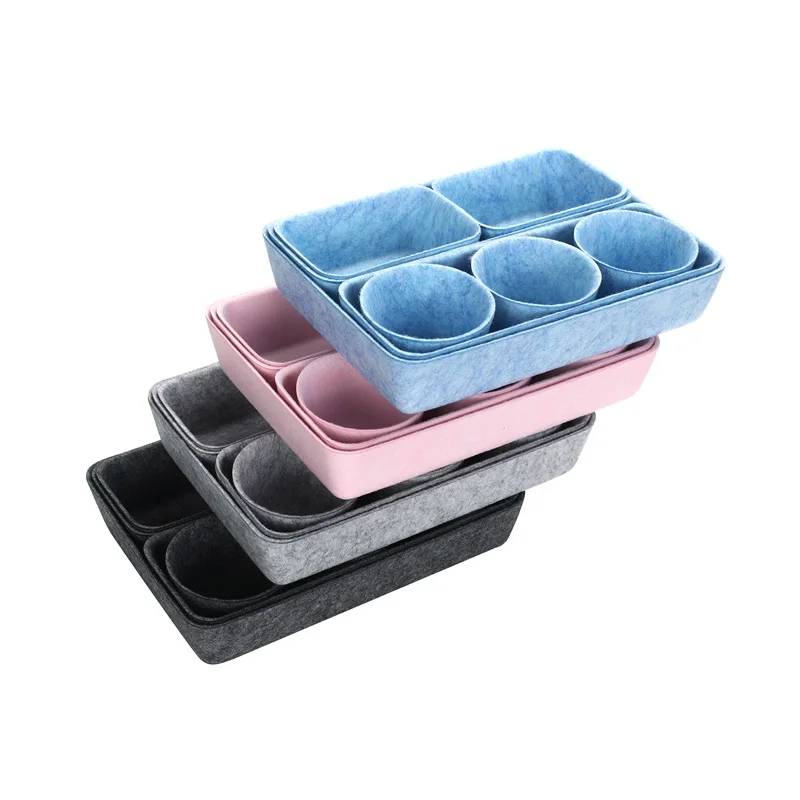 

Wholesale integrated environmentally friendly felt storage box 8-piece set of desktop debris storage box can be LOGO