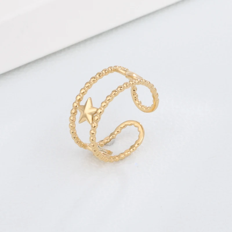 

JR0176 Wholesale set five pointed star ring fashion adjustable ring opening jewelry