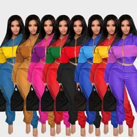 

SAQ188 high quality custom logo windproof fabric plus size fashion tracksuit two piece women sportswear set
