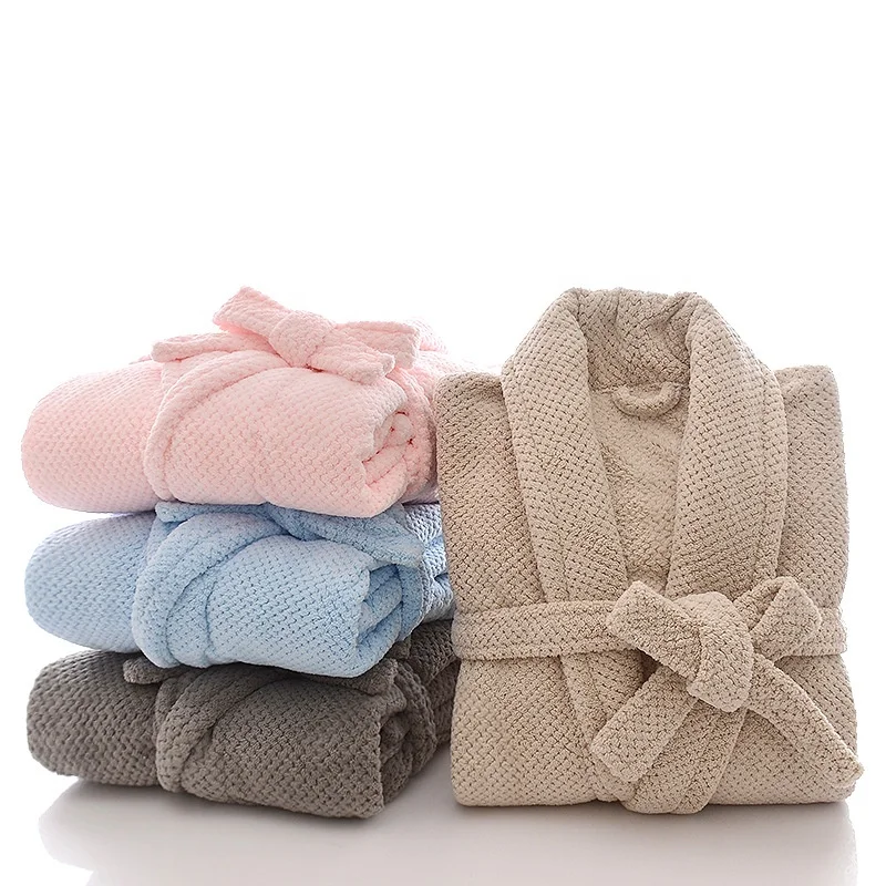 

Microfiber Home Bathrobe Towelling Dressing Gown Unisex Changing Robe Absorbent Shawl Collar Bath Robes