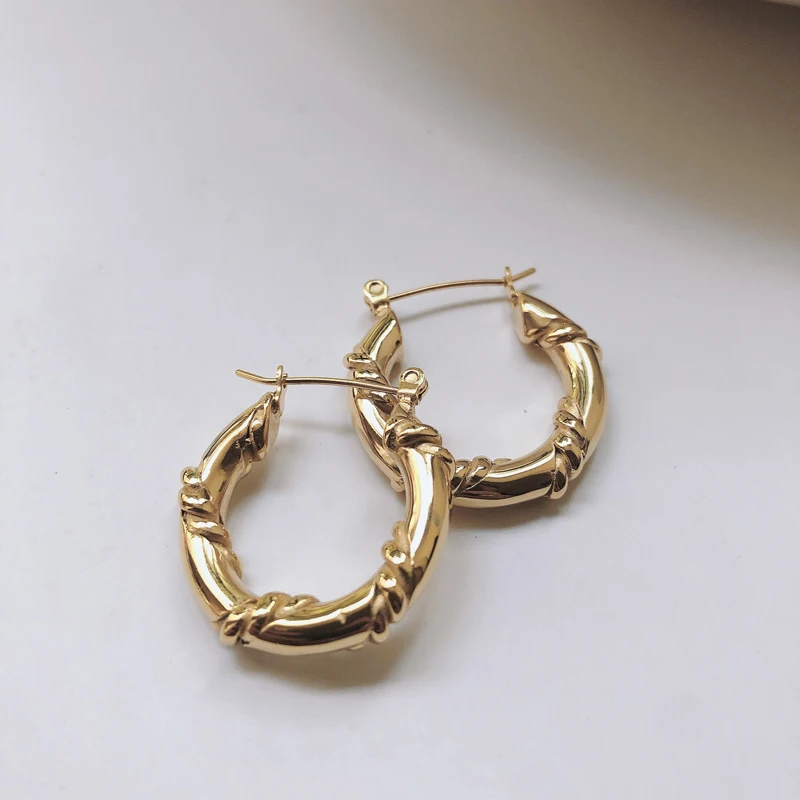 

Fashion Hypoallergenic Twist Hoop Earring Ladies Jewelry Stainless Steel 18K Gold Plated Waterproof Twisted Huggie Hoop Earrings