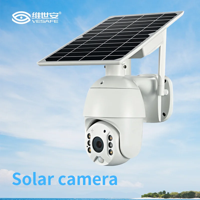 

Vesafe hotselling wifi Solar Battery PTZ camera with 8w power solar panel black light full color image MP security camera