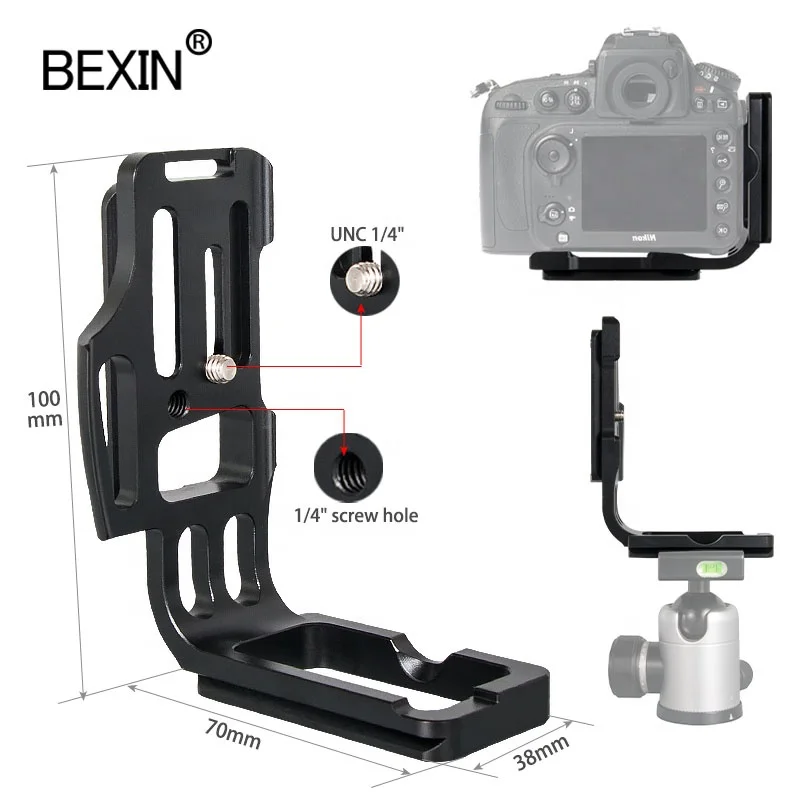 

Dslr Accessories Professional Camera Vertical L-shaped Quick Release Plate Tripod Shoot Adapter L Bracket Plate for D800 Nikon, Black