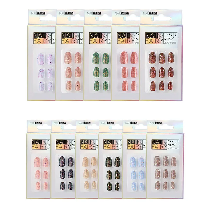

24pcs Ballerina Coffin False Nails Press on Fake Nails Tips Daily Finger Wear Natural with Box Package Gradient Design ABS, Optional