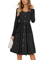 

2019 new fashion wholesale hot sale early autumn long sleeve dress women chiffon casual dresses women office dress with pockets