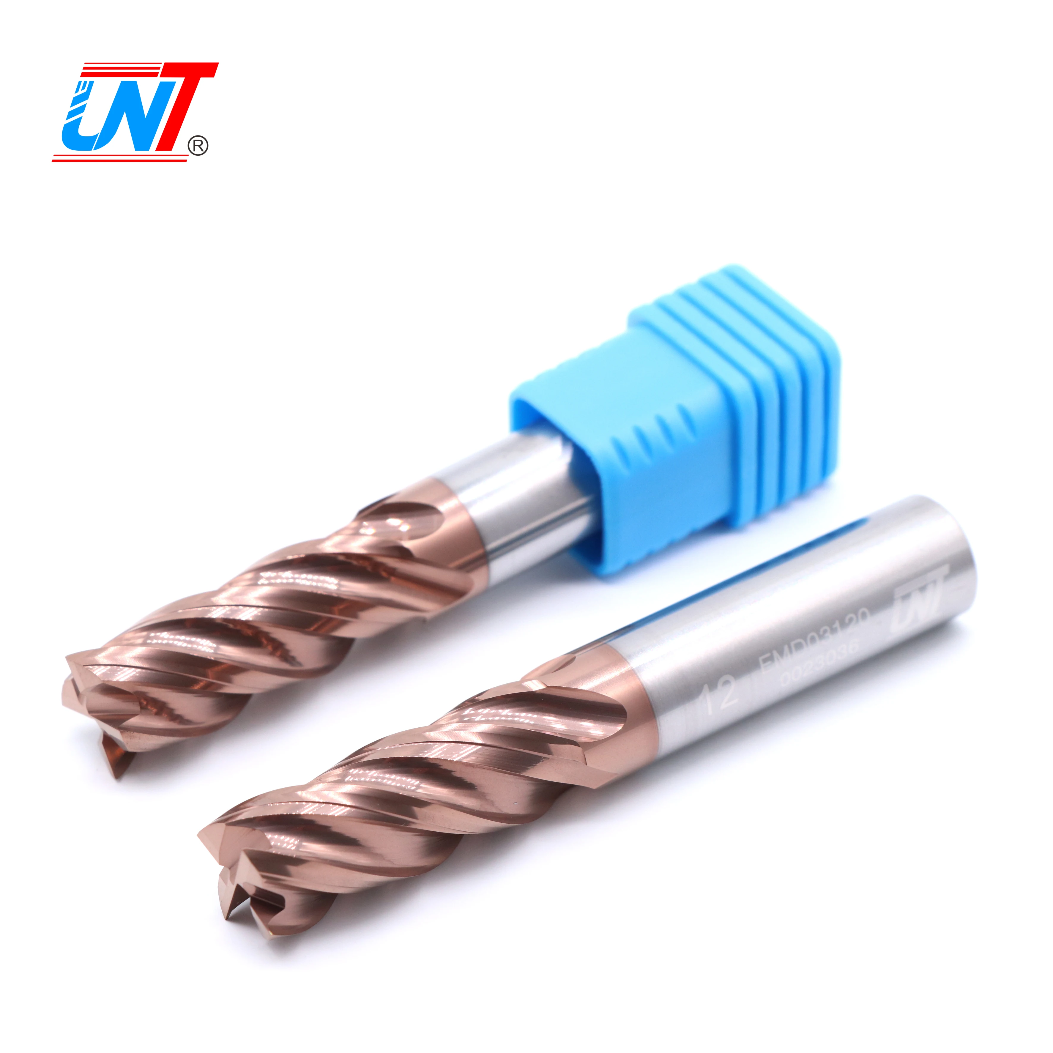 

UNT Solid Carbide Fresa Coated CNC Cutting Tools 4 Flutes Unequal Helix Square End Mill Cutters For Stainless steel