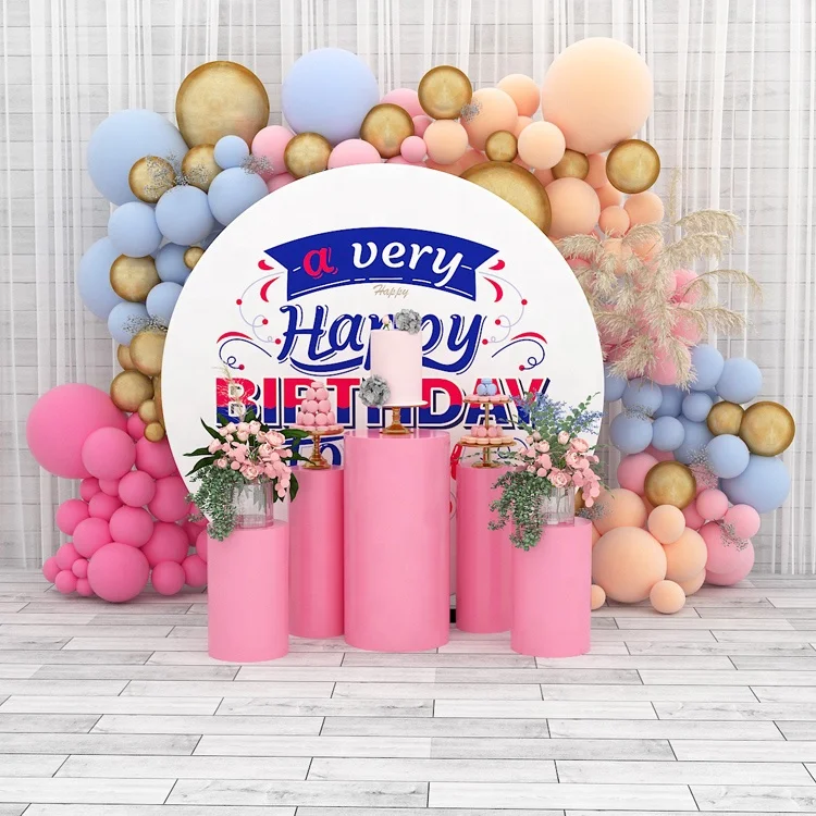 
OEM Custom Tension Fabric Display Circle Show Event Party Background Kids Decorations Birthday Backdrop 