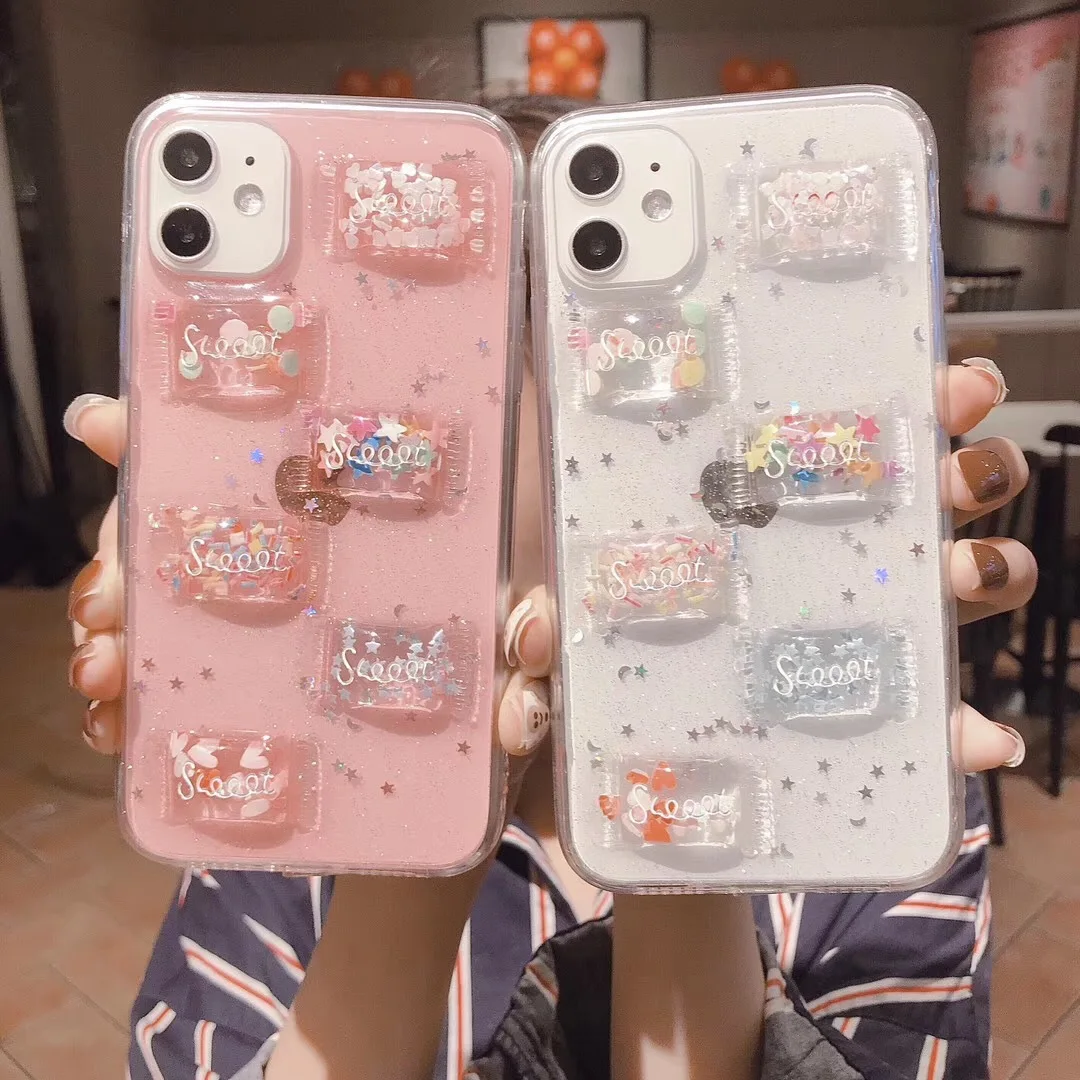 

Free Shipping 3D Candy Shockproof Mobile Phone Case for iPhone 12 11 Pro XR XS X Max 8 7 6 Plus Fundas Soft Cover Funda Coque