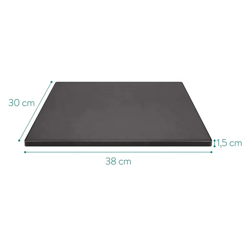 

New Product 380*300*15mm Glazed Square Pizza Stone Black Plate for BBQ Grill Oven Cook Serve Pizza Bread Cheese