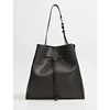 custom black pu leather ladies drawstring satchel tote bucket bag women shoulder handbag