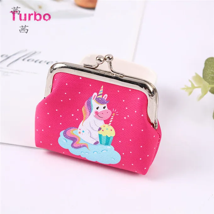 

indian Best selling women girls Fashion custom printed cartoon unicorn keychain pouch pu leather coin purse with button, Multiple colors