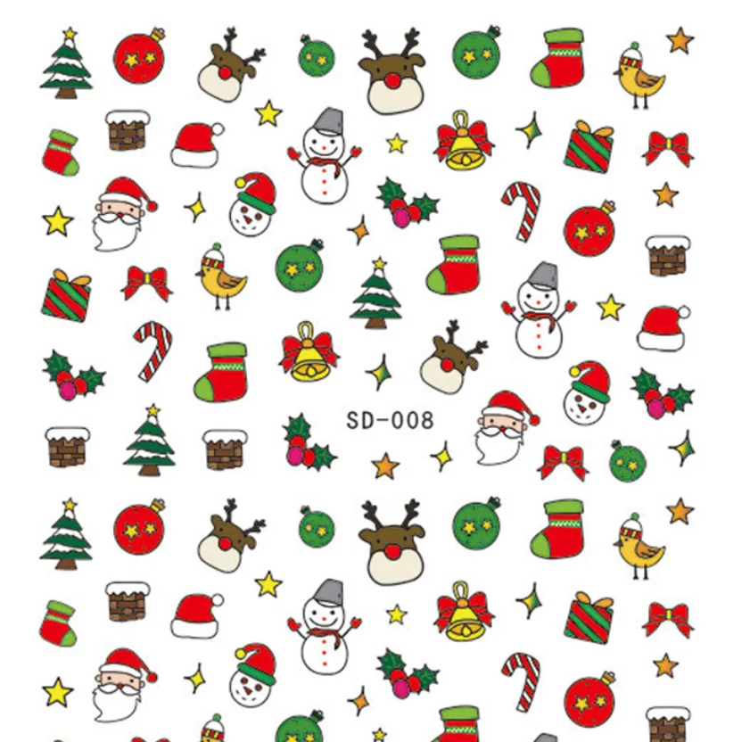 

WG382-397 New Christmas Strap Glue Nail Sticker Winter Snowflake Nail Sticker Snowman Nail Sticker