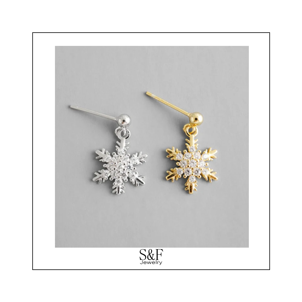 

New Christmas Snowflake shape earrings 925 silver Women Beautiful Christmas Gift Jewelry Wholesale