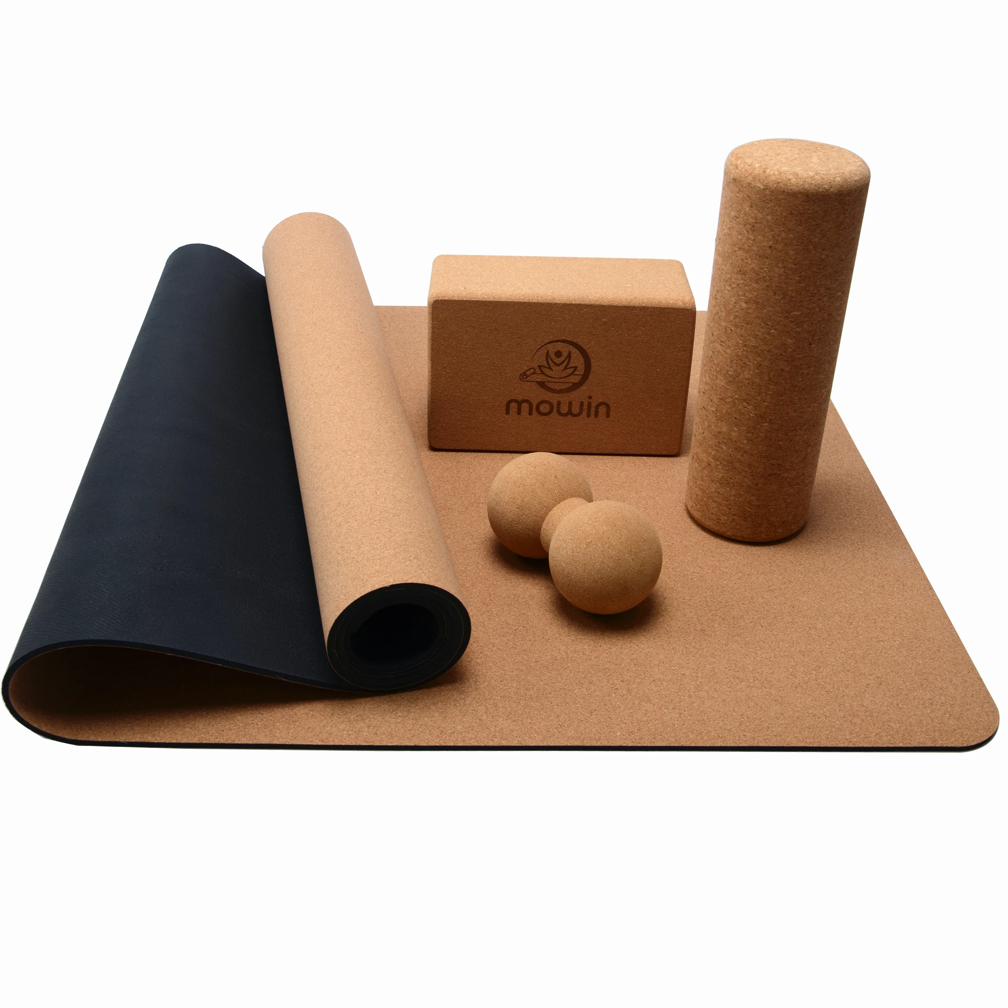 Wholesale 3mm 4mm 5mm 6mm Thick Natural Cork Rubber Yoga Mat Set,Logo