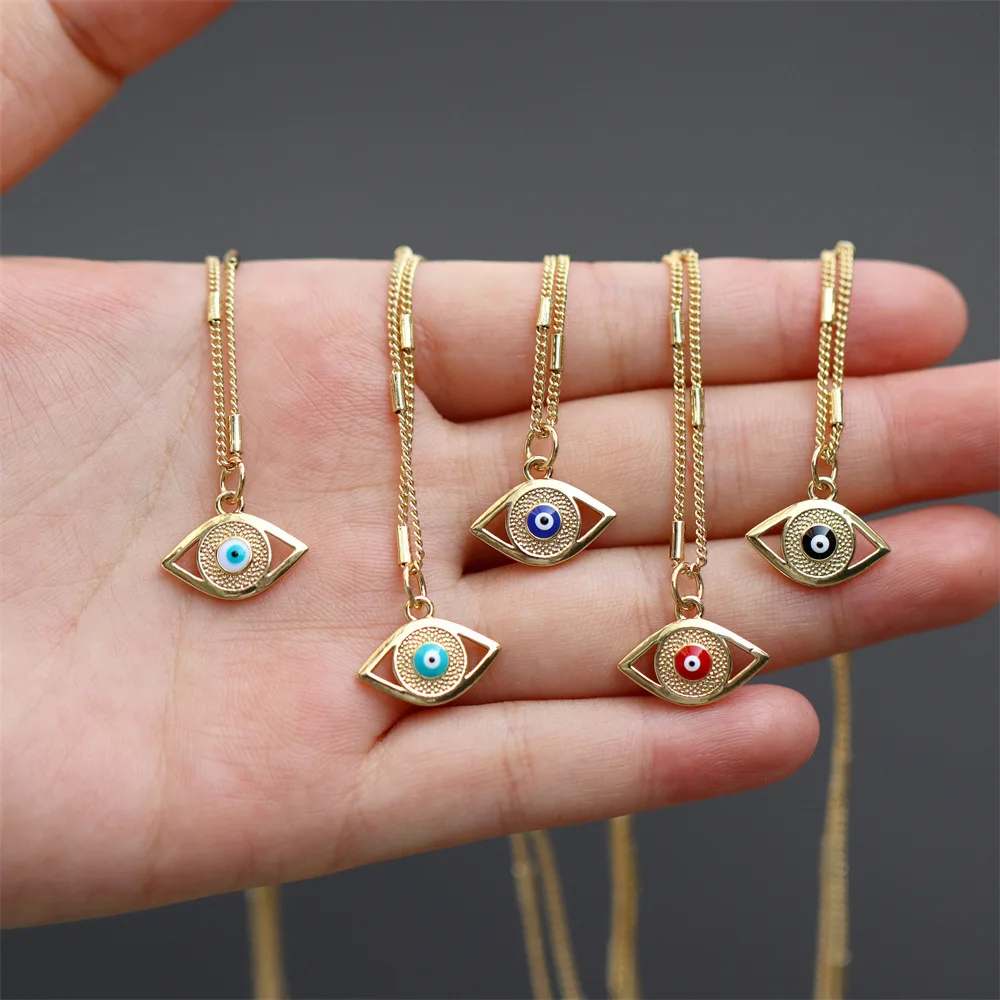 

GT New Design Necklace 2022 Fashion 18k Gold Plated Not Fade Enamel Eyes Charm Pendant Necklace For Women Jewelry