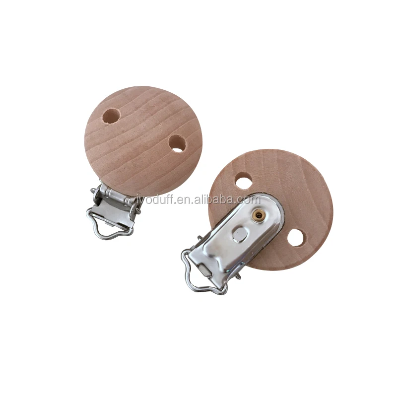 

Wholesale Wooden Round Natural Baby Pacifier Clips, Natural wood color