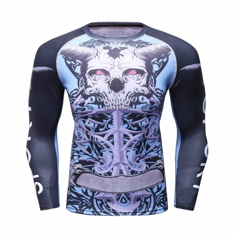 

Custom made polyester spandex gym shirt 3d printing long sleeve men workout t shirt, Customized colors