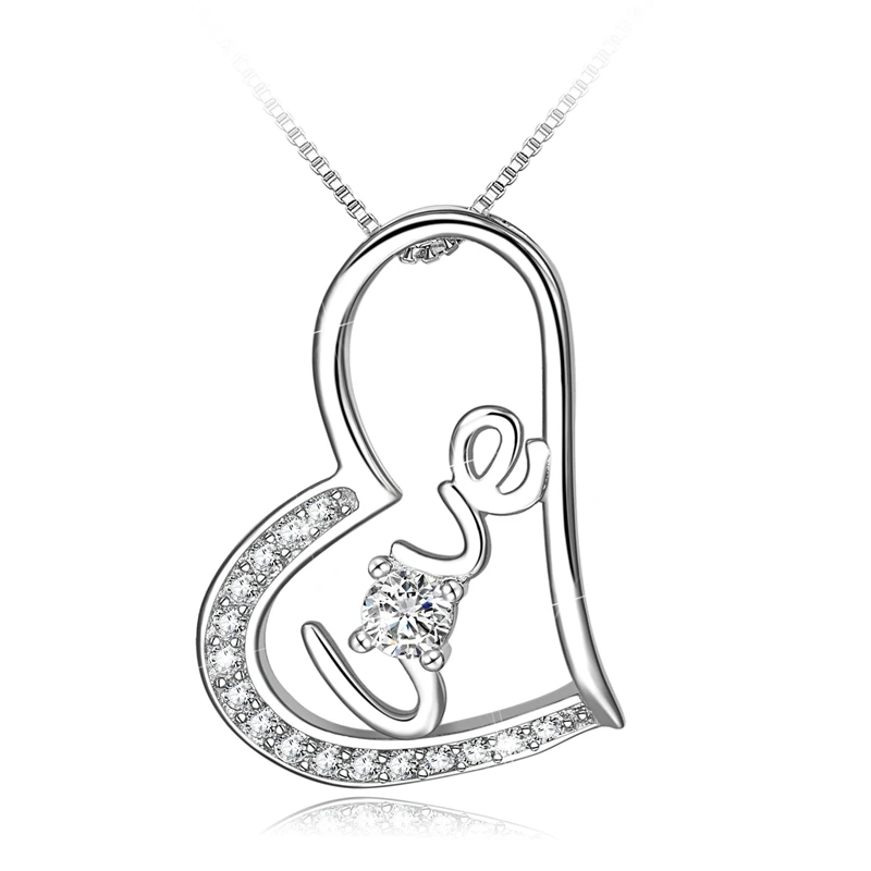 

Hot sale luxury s925 silver jewelry heart neclace hollow heart necklace heart zircon necklace for women, Picture