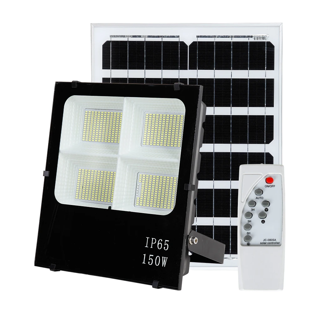 Manufacturer 2020 Latest 150w Rechargeable Solar Flood Lights Outdoor Dusk To Dawn