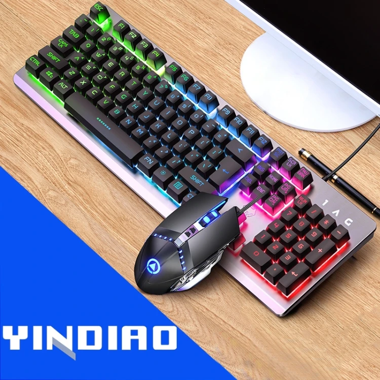 

Original Wired Keyboard and Mouse Combo YINDIAO K002 USB Wired Mechanical Feel RGB Backlight Keyboard + Optical Mouse Set