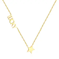Fashion Stainless Steel  Gold Star Charm Letter Wo