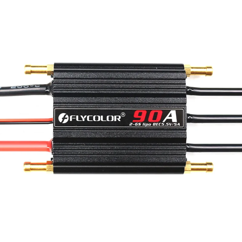 

Flycolor 2-6S Lipo ESC 90A Waterproof Brushless Speed Controller with BEC 5.5V/5A Water Cooling System For RC Boat