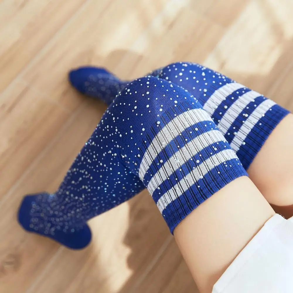 

High Quality Rhinestone Thigh High Socks Sexy Long Tude Bling Women Socks Over The Knee Socks Ladies Stockings, White,black,red,pink,green,yellow,blue