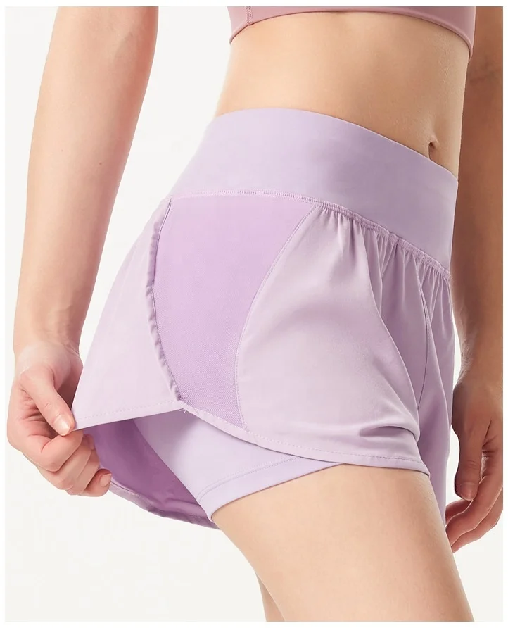 

Running quick-drying hot pants,women's fitness side pockets, breathable and anti-light shorts, Black,purple,blue