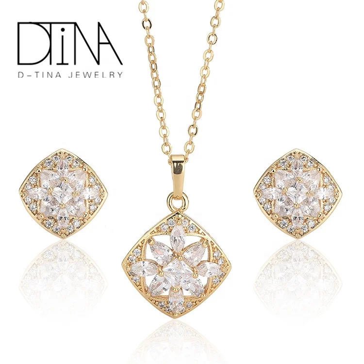 

DTINA ES-0312 Women's Jewelry Fashion Jewelry Set 18k Gold Plated Jewelry Wholesale, Gold color