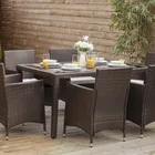 B&aacute;n Bu&ocirc;n Durable Kh&aacute;ch Sạn 6 Chỗ Ngồi M&acirc;y Ghế Ăn V&agrave; Bảng Thiết Lập Đồ Nội Thất Ngo&agrave;i Trời Patio