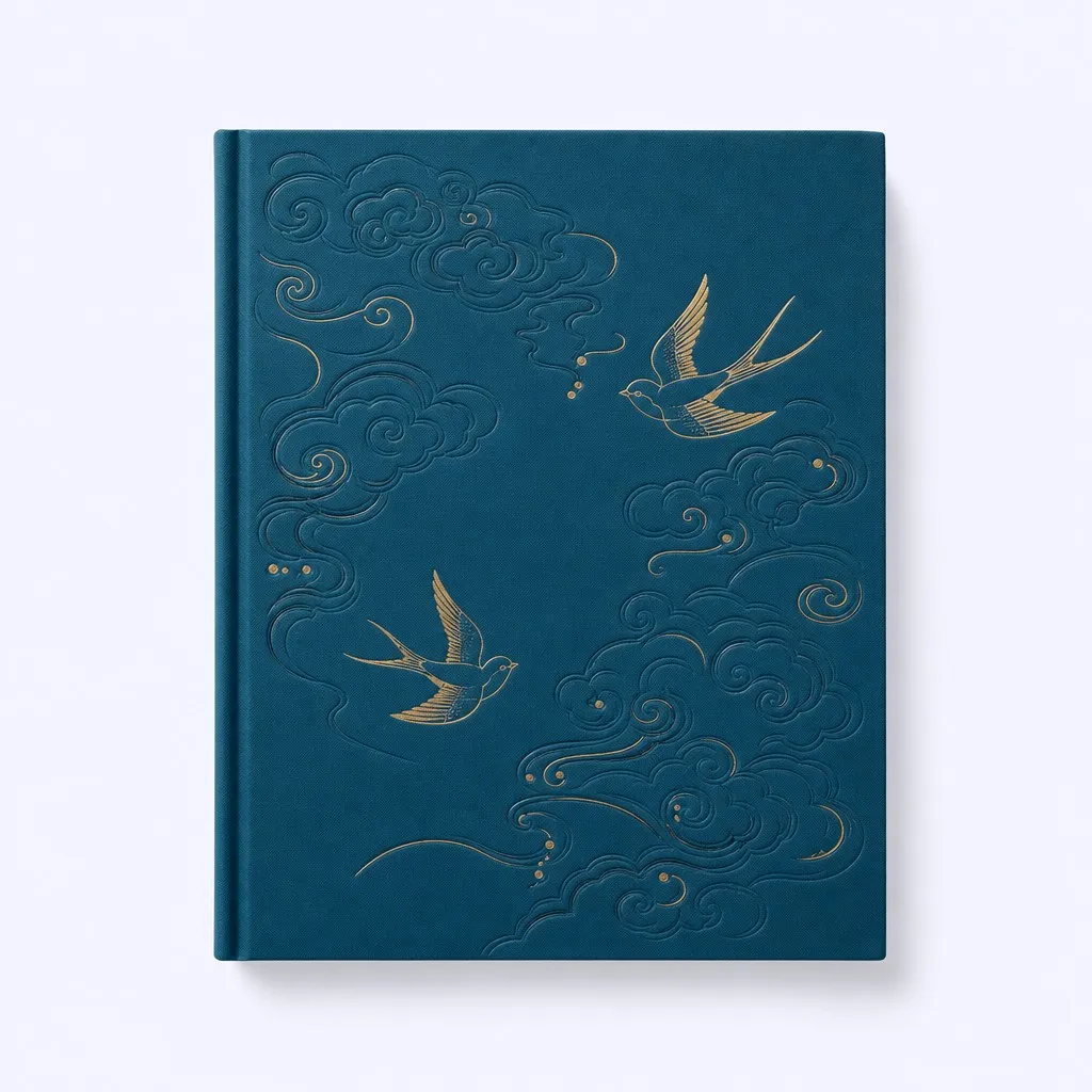 Teal Blue Swallows and Clouds Journal