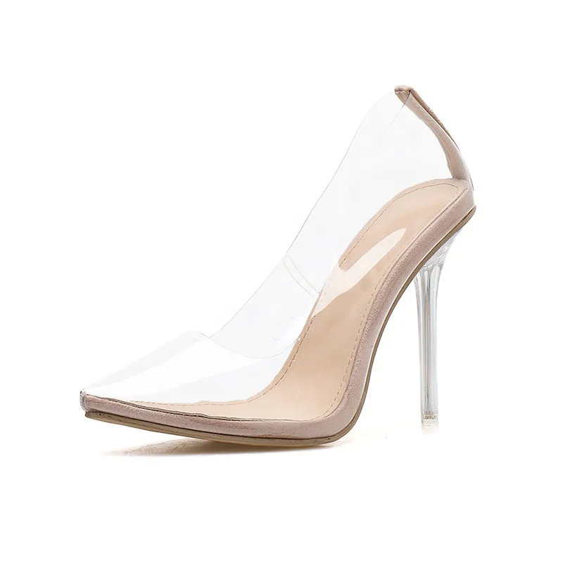 

2020 Summer Dress Sandals High Heel Women Clear PVC Jelly Sandals, Beige