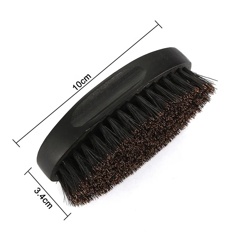 
Profession black wood salon custom logo curved handle beard wave brush for men 