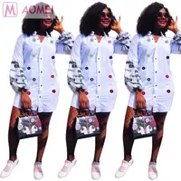 

Y1091 newest hot white button down spliced letter puff long sleeve flower embroidered women mini shirt dress