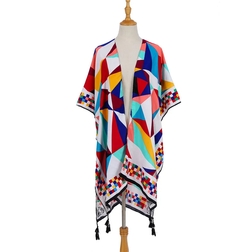 

Summer Beach Bikini Swimwear Bathing Suit cover up chiffon girls beach cover up tassels kaftan