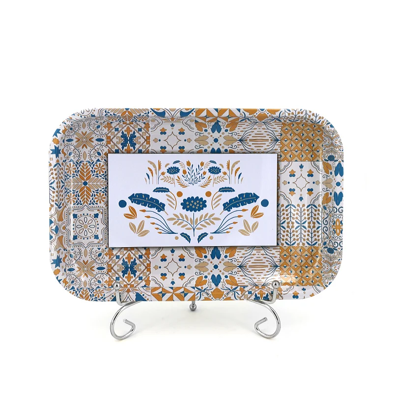 

Favourable Price Custom Printed Metal Gold Tray 2021 Good Selling Fruit Serving Tray