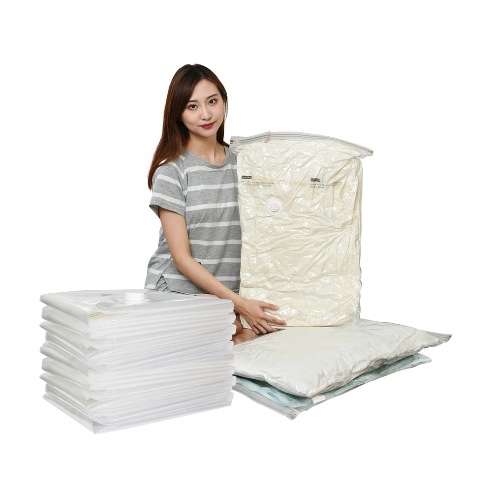 

Clear Storage Bag Zip Vacuum Bags for Blankets Clothes, Transparent