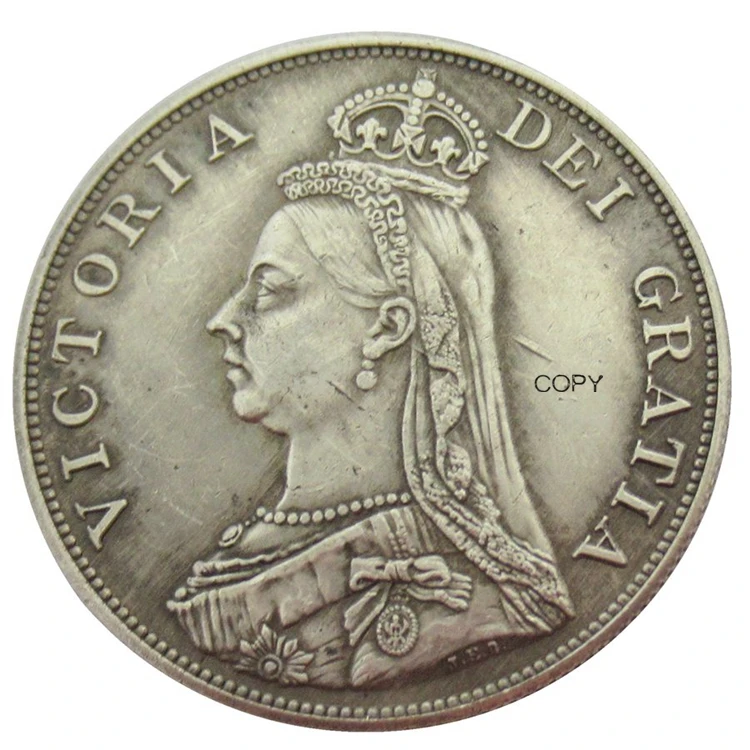 

Reproduction UK 1887 1888 1889 1890 2 Florin - Victoria 2nd portrait Double Florin Silver Plated Coins UF(01-04)