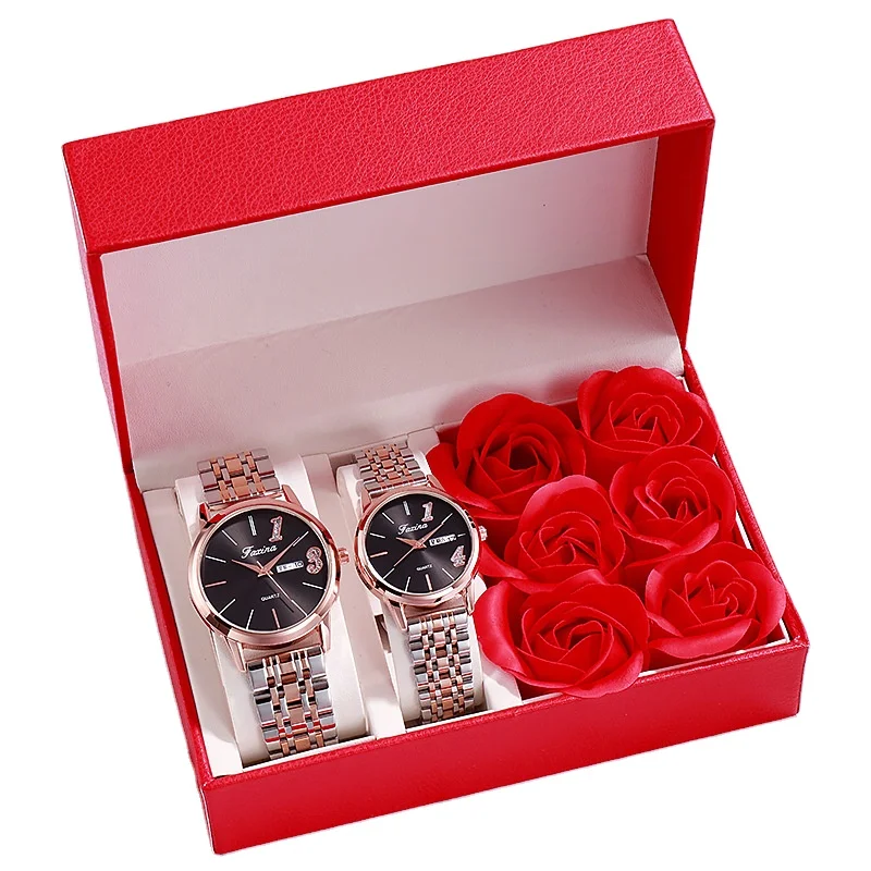 

Fashion Waterproof Quartz Watch Steel Band Ladies Watch Fasina's Lifetime New Couple Valentine's Day Set Gift