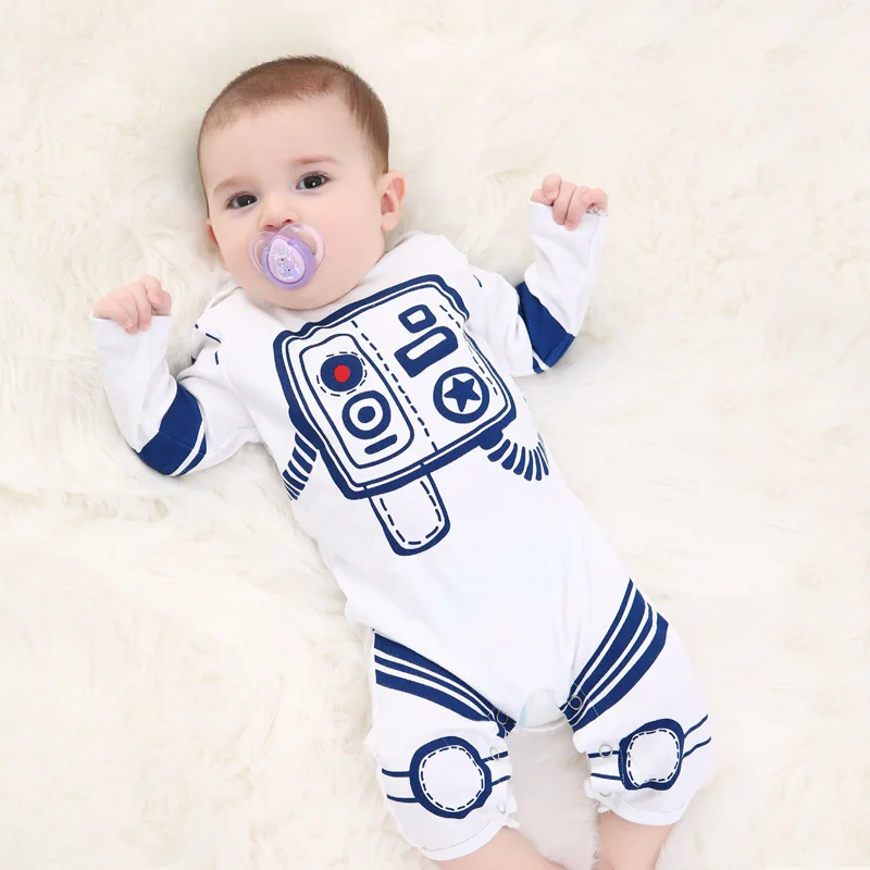 

Baby Cartoon Print Jumpsuit Hat 2pcs Infant Cotton Long Sleeve Romper