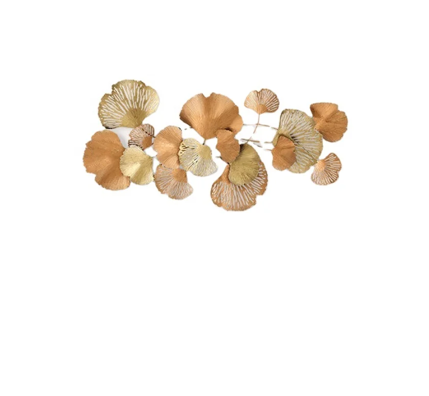 

Gold Luxury Leaves Home living Room Cafe Rectangle Metal Wall Hanging Decor