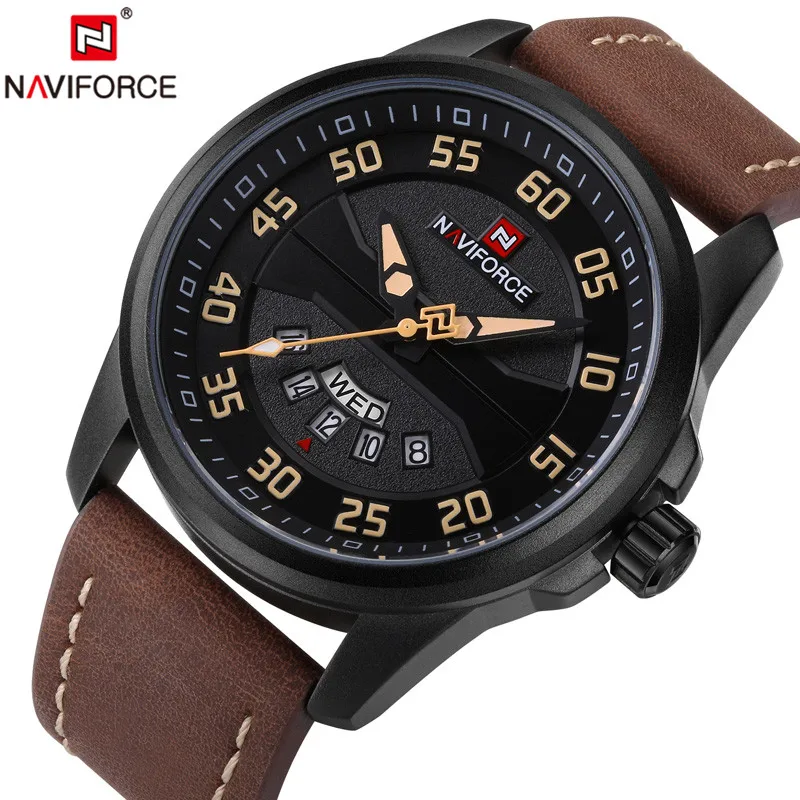 

Luxury Brand NAVIFORCE Men Fashion Casual Watches Men's Quartz Clock Man Leather Strap Army Military Sports Wrist Watch NF9124