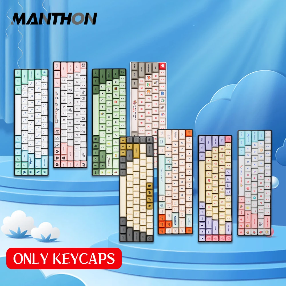 

140 Keys Cheese Cat Matcha PBT Keycap XDA Profile Spanish Russian Japanese Korean Keycaps For Custom Mechanical Keyboard Keycaps