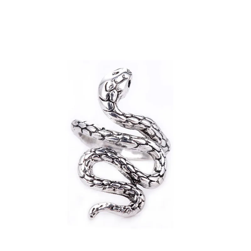 

dragon zodiac stainless steel adjustable fashion hip hop men snake ring, White