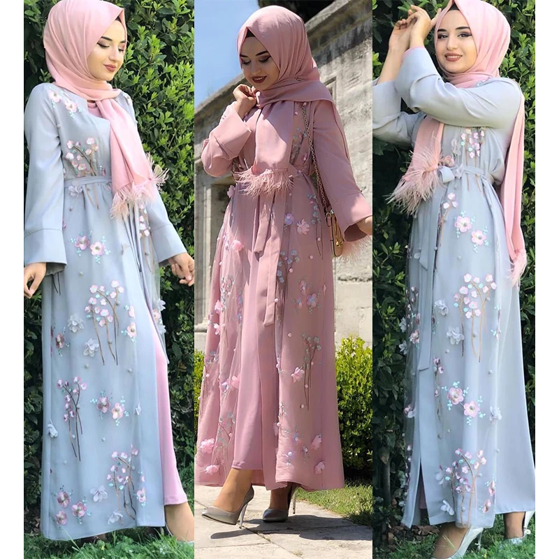 

Free tags Women's long skirt kaftan luxurious Lace seamless embroidered sequin abaya muslim dresses, Customized color
