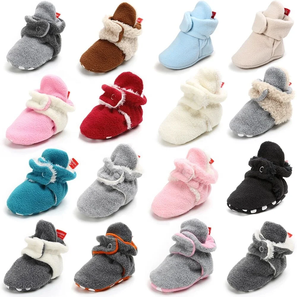 

Old Fashioned Snap Winter Drawstring Infant Bedroom Shoes Baby Booties With Wool