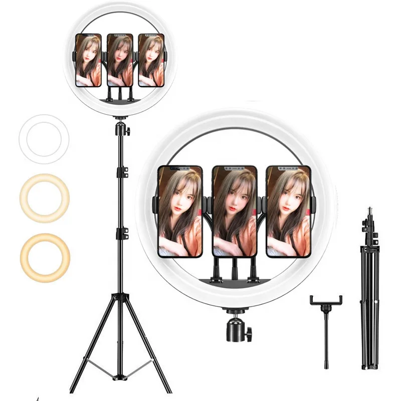 

LED Film Ring Light with 1.7m Tripod Stand Dimmable Ringlight 3200K-5600K Photography Makeup Ring Light Lamp M30E 12 Inch 12V