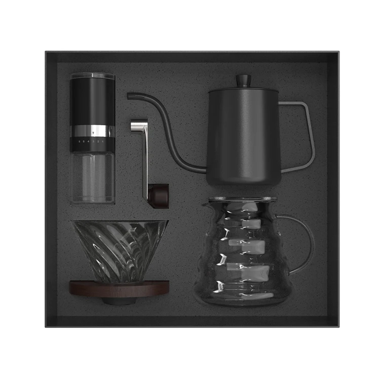 

V60 Coffee Set Ceramic Burr Coffee Grinder Dripper Filter Kettle Travel Bag Gift Kit Barista Tools Espresso coffee Gift set, Customized