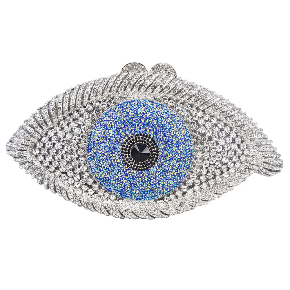 

Newest Animal Designer Evil Eye Crystal Purse Women Evening Bag Silver Party Clutch Bag Lady banquet pochette