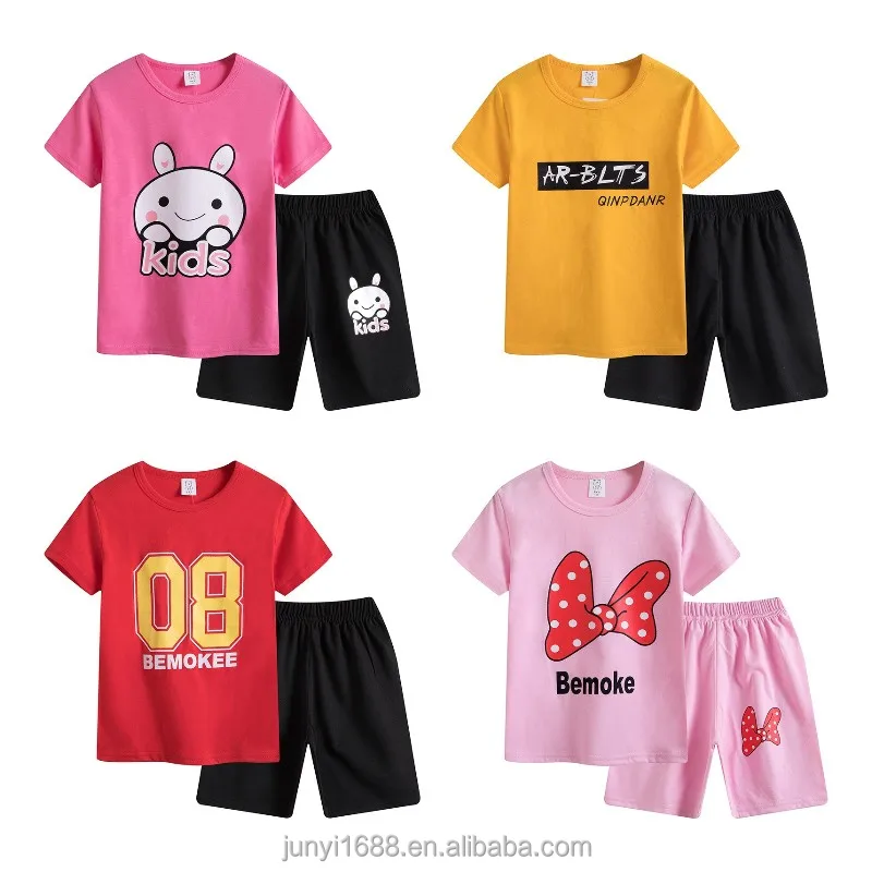 

The new sun yat-sen children's summer sweat-absorbing T-shirt shorts boys and girls students leisure children's sets